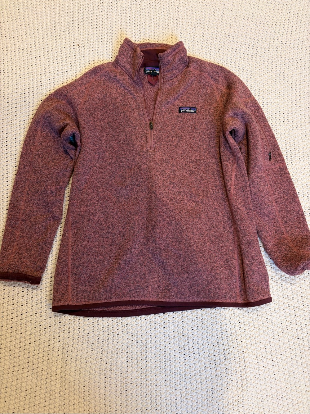 Patagonia Men’s Zip-Up Fleece Sweater - Heathered Rust/Burgundy